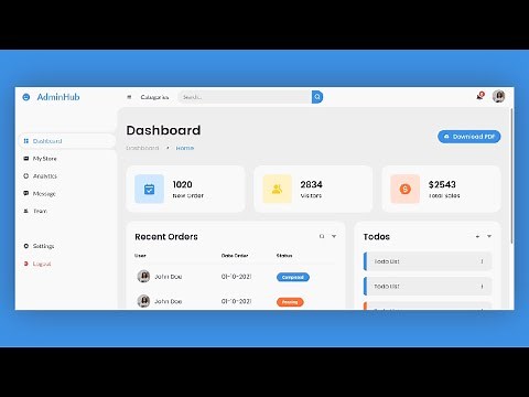 Create Responsive Admin Dashboard | HTML CSS JavaScript | With Source Code