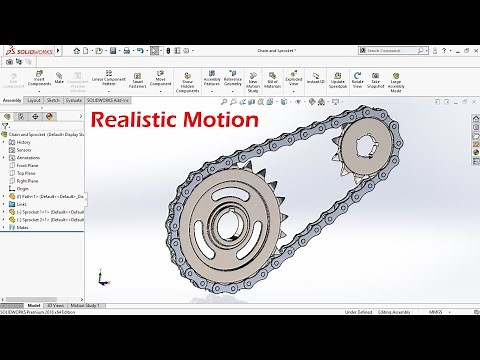 Chain and Sprocket Design Assembly and Motion Study : Solidworks Tutorial