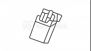 Animated weed smoking products icons. Marijuana joint pack line animation library. Cbd cigarettes. Black illustrations on white background. HD video with alpha channel. Motion graphic