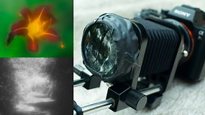 How to make a DIY camera lens using a magnifying glass and cheap macro bellows
