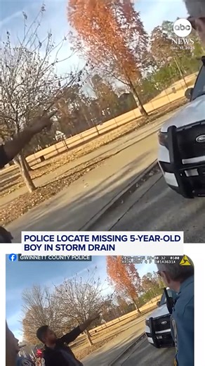 ABC News on Instagram: "Police in Georgia were able to locate and rescue a missing 5-year-old boy with autism in a storm drain, reuniting the boy with his family after he disappeared from a local playground. Read more at the link in bio."