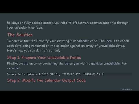 How to Block Unavailable Dates in Your PHP Calendar Booking System