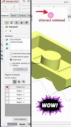 How to use intersect in solidworks #shorts #solidworks #intersectcommand