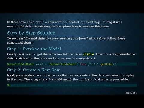 How to Add Data to a New Row in a Java Swing Table
