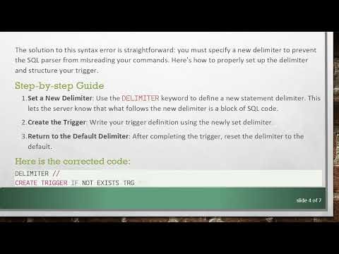 Resolving the SQL Syntax Error in Your MariaDB with Proper Trigger Setup