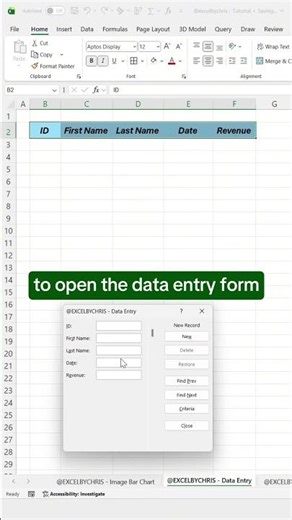 How to use the data entry form in Excel! #excel #spreadsheet #exceltips