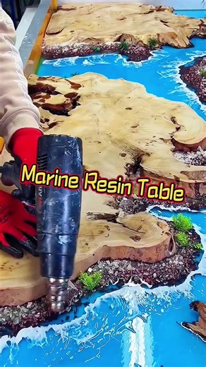 The feeling of creating an ideal marine world by oneself is beyond imagination.#resin #table #epoxy #resinepoxy #viral #view #tiktok #diy #resinart #trending #fyp #poplar #foryoupage #foryou #wood #woodworking #ocean #waves