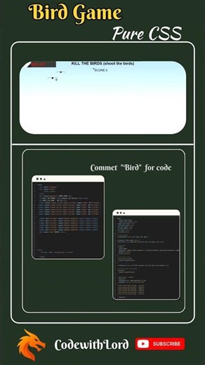 🐦 Bird Shooting Game Using Pure CSS | Fun Mini Game with HTML & CSS 💥 #shorts