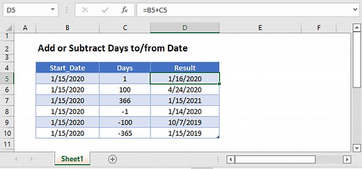Add or Subtract Days to a Date in Excel & Google Sheets