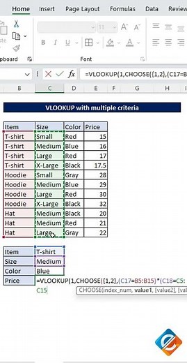 How to use VLOOKUP with multiple criteria in Excel #vlookup #exceltips