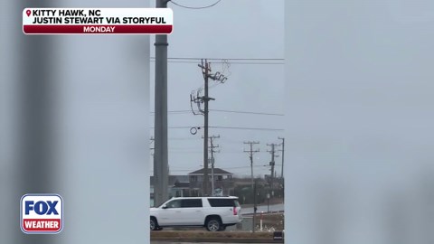 Watch: Power pole explodes during North Carolina storms
