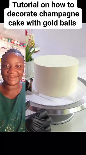 Tutorial on how to decorate champagne cake with gold balls | Irresistiblecake joybunmi