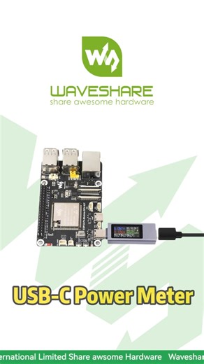 USB-C Power Meter,High-Current 12A & 30V Capability,Power-Off Data Storage for History#waveshare