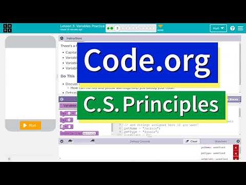 Code.org Lesson 3.2 Variables Practice | Tutorial with Answers | Unit 4 CS Principles