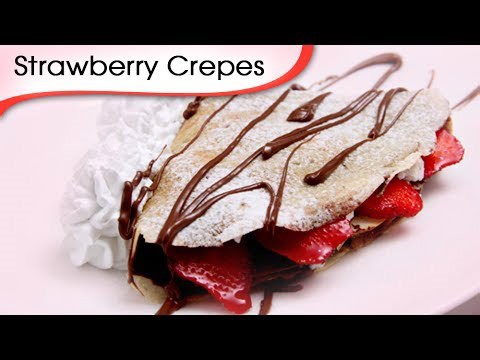 Eggless Nutella and Strawberry Crepes
