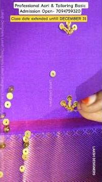 Simple Aari work blouse sleeve design for beginners