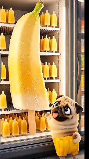 🐶 Pug's Sweetest Plan! 😛He Buys A Giant Banana Popsicle.. & Shares it With Everyone!🍌🤩 #pug #shorts