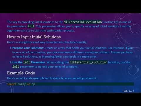 Feeding Initial Solutions into scipy.optimize.differential_evolution