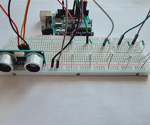 Arduino Distance Indicator (arduino   Ultrasonic Sensor  LED )