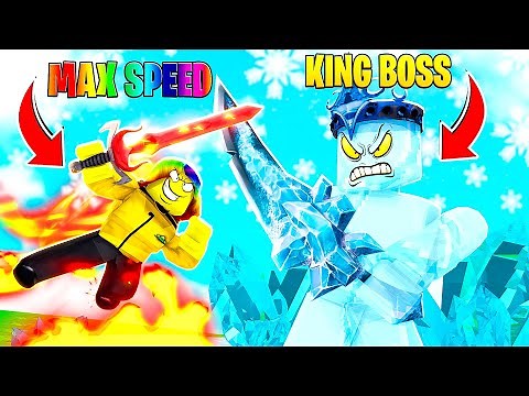 I used the FASTEST SWORD to FIGHT the MAX KING BOSS.. (Roblox)
