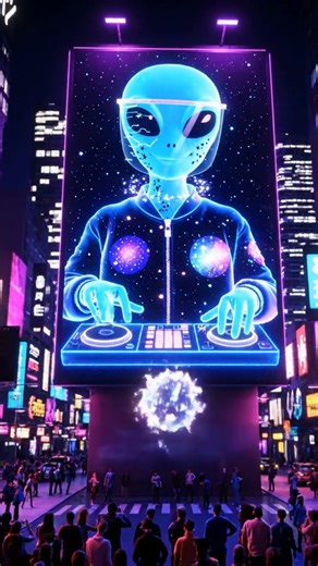 Hologram Roast: Alien DJ Turns Memes Into Stars #alien #roast #neon #viral