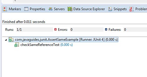 JUnit Assert.assertSame() Method Example