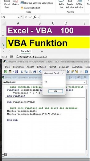 VBA Funktion erstellen und einsetzen - per Makro aufrufen und ausführen lassen