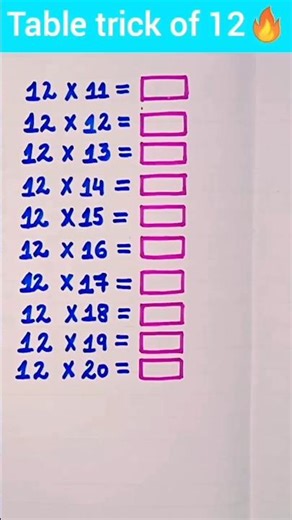 Table trick of 12🔥#maths #subscribe #mathstricks #mathematics #viral #tabletrick #mathas