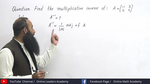 How to find Multiplicative Inverse of a Matrix | Online Math Academe