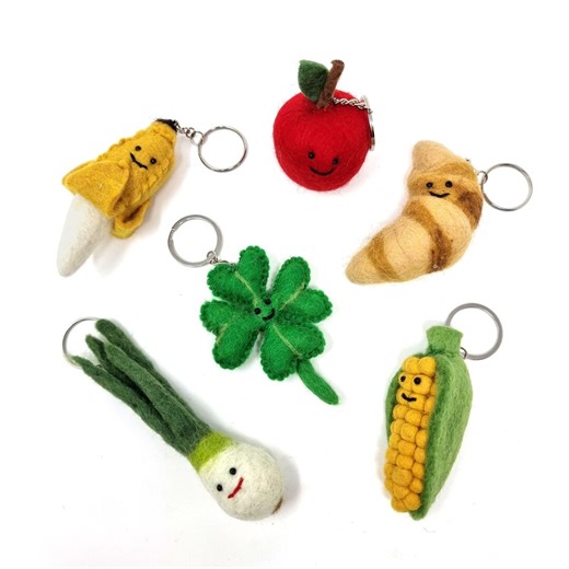 Handmade Felt Food Keychains: Fair Trade Wool Keyrings - Etsy UK