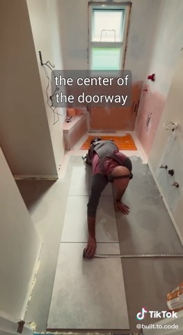 ✅ Follow @built.to.code for renovation tips Step-by-step tile layout guide below 👇 Tile work often seems complex simply because people start cutting before understanding how the layout actually works in the space. For tiles that look clean, straight, and balanced, begin with the step most contractors skip: dry-lay everything first and see how the lines fall. I always start by locating the visual center — typically aligned with the doorway. This creates instant symmetry and makes the entire room