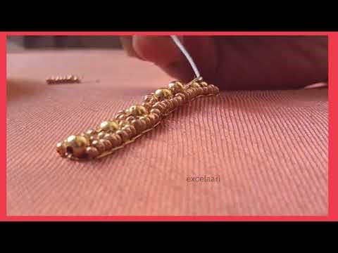 💥💥Easy Aari bead Work Tutorial | Simple Blouse Neck & Zardosi Work for Beginners |