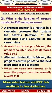 Microprocessor and Microcontroller What is the function of program counter in 8085 microprocessor