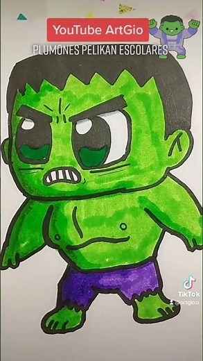 Dibuja a Hulk Kawaii súper fácil paso a paso