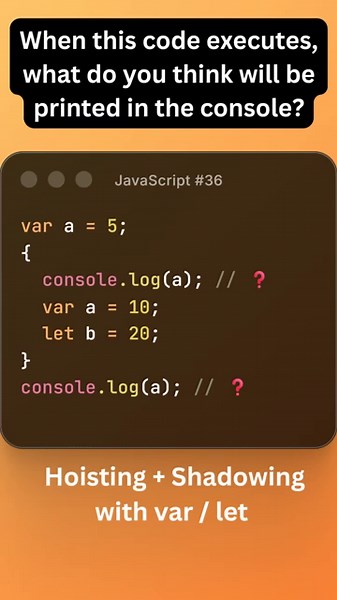 #36 - Hoisting in JavaScript | JavaScript Interview Question #javascript #reactjs #frontend #webdev