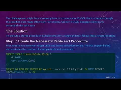 How to Use a Loop to Execute a Stored Procedure in Oracle