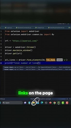 🚀Print the Total Number of Links on a Webpage with Selenium Python