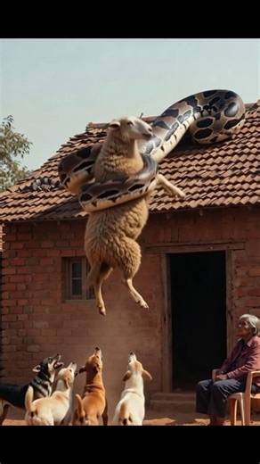 Giant Snake Attacks Sheep! 🐍😱 Incredible Wildlife Moment #shorts #shortsfeed #viralvideo