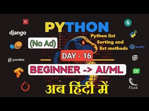 Python List Sorting, Custom Sort & Methods | [DAY-16] – Python Basic to Advanced (AI/ML) in Hindi