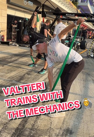 Valtteri Bottas Trains with Mechanics for More Energy