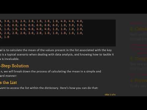 How to Calculate the Mean of a List Within a Dictionary in Python