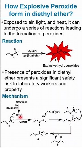 How Explosive Peroxide form in diethyl ether#ethers #peroxide #chemistry #reactionmechanism #safety