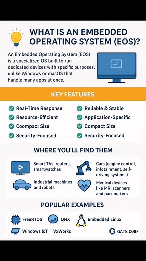 12K views · 52 reactions | What Is an Embedded Operating System (EOS)? Check the comments for more details | Gate Corp. | Facebook