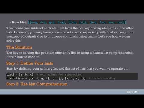 Mastering Element-wise Subtraction with List Comprehensions in Python