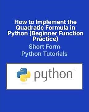 How to Solve Quadratic Equations in Python Using the Quadratic Formula #python
