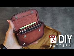 #DIY Trucker Wallet #pattern Leather Template with Coin Pocket ( #tutorial ) #24