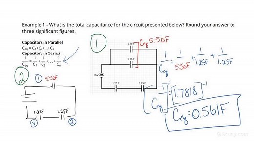 How to Find the Total Capacitance of Capacitors in Series & Parallel Orientations | Physics | Study.com