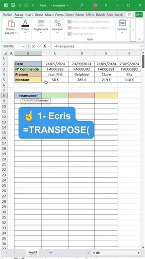 Maîtrise la fonction TRANSPOSE en 13 secondes 🔥 | Astuce Excel