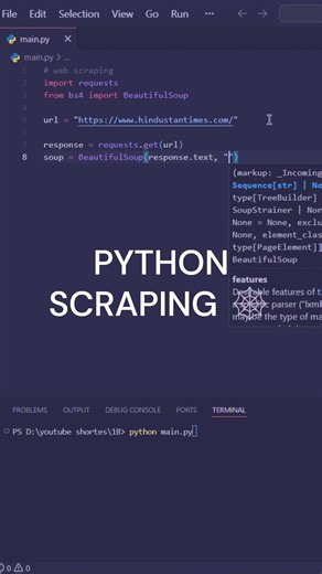 Extract Data from ANY Website! 🕸️ Python Scraping #Shorts #python #everydaypython