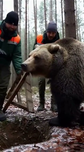 A bear cub fell into a hole, hunters came to the rescue #wildlife #animals #wildliferescue #hunting